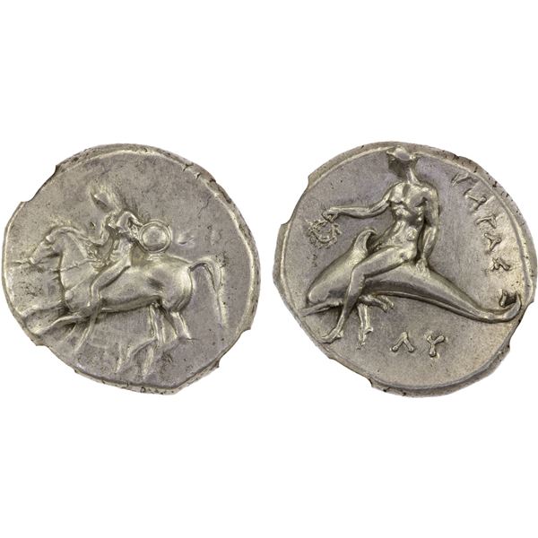 CALABRIA: Tarentum, AR nomos (didrachm) (7.81g), ca. 302-280 BC, NGC AU