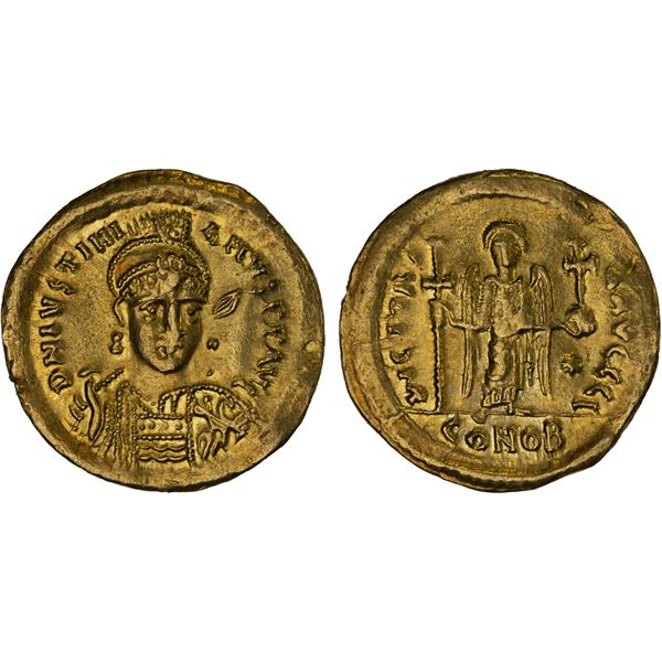BYZANTINE EMPIRE: Justinian I, 527-565, AV solidus (4.47g), Constantinople, 527-537, XF-AU