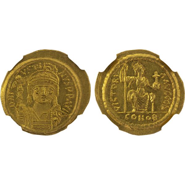 BYZANTINE EMPIRE: Justin II, 565-578, AV solidus (4.51g), Constantinople, NGC Mint State