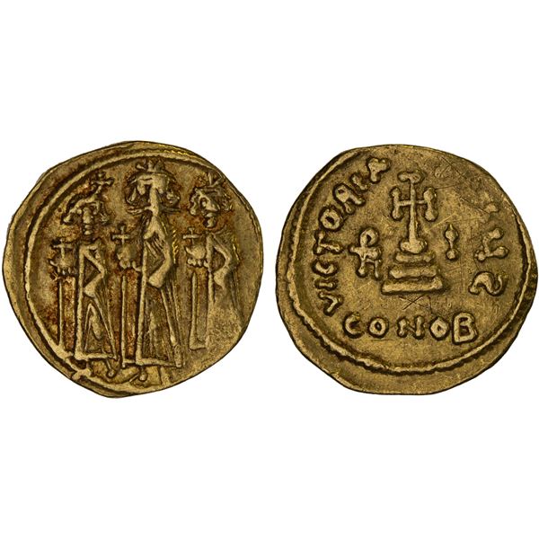 BYZANTINE EMPIRE: Heraclius, 610-641, AV solidus (4.37g), Constantinople, Indiction year 10 (636/7),