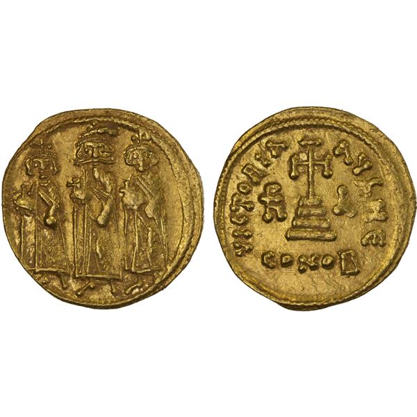 BYZANTINE EMPIRE: Heraclius, 610-641, AV solidus (4.49g), Constantinople, Indiction year 11 (637/8),