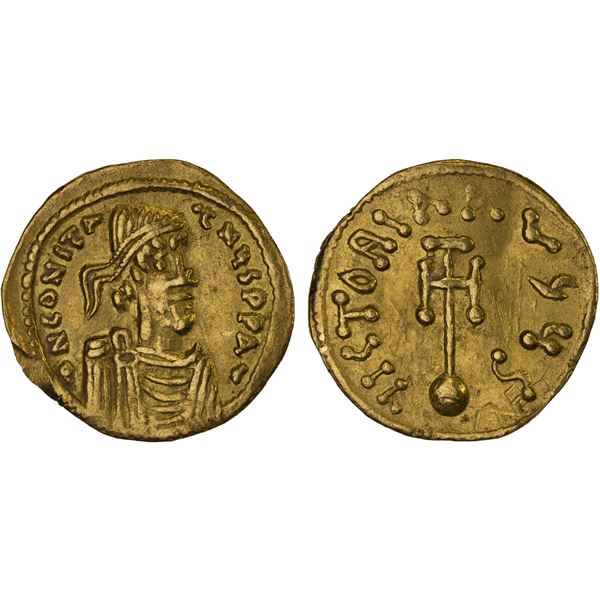 BYZANTINE EMPIRE: Constans II, 641-668, AV semissis (2.18g), Constantinople, XF-AU
