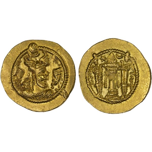 SASANIAN KINGDOM: Peroz, 457-484, AV dinar (4.10g), WH (Junday Sabur in Khuzestan province), choice 