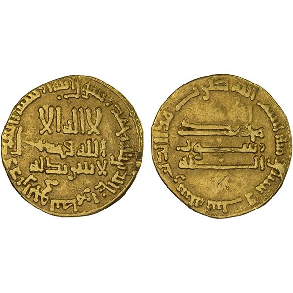ABBASID: al-Mahdi, 775-785, AV dinar (4.00g), NM, AH166, VF