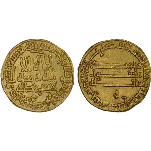 ABBASID: al-Rashid, 786-809, AV dinar (4.23g), NM (Madinat al-Salam), AH189, XF