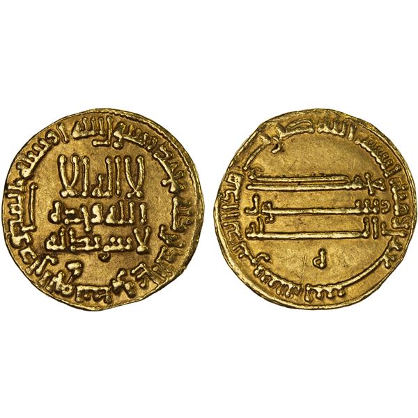 ABBASID: al-Rashid, 786-809, AV dinar (4.20g), NM (Madinat al-Salam), AH190, XF