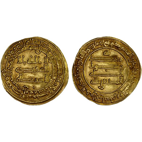 ABBASID: al-Muktafi, 902-908, AV dinar (3.76g), al-Rafiqa, AH292, lovely XF