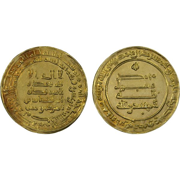 ABBASID: al-Muqtadir, 908-932, AV dinar (4.08g), Misr, AH318, choice AU
