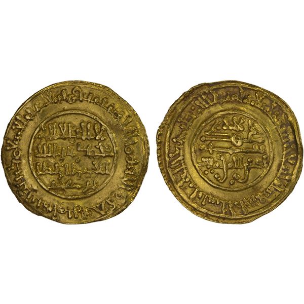 ALMORAVID: Abu Bakr, 1056-1087, AV dinar (4.13g), Sijilmasa, AH454, XF