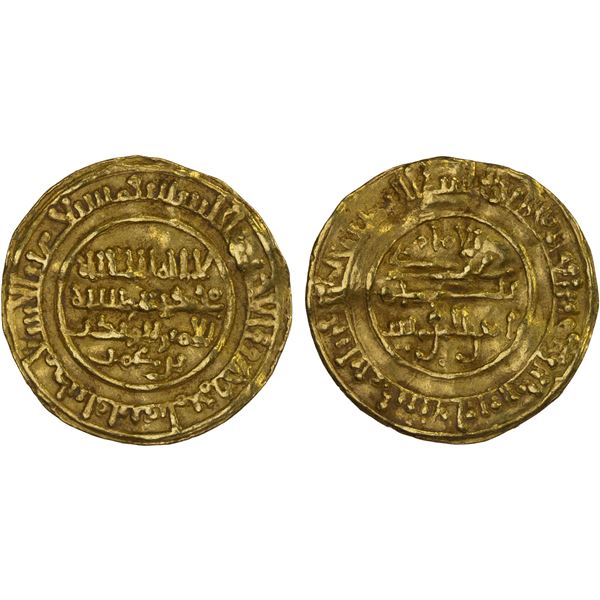 ALMORAVID: Abu Bakr, 1056-1087, AV dinar (4.00g), Sijilmasa, AH454, VF