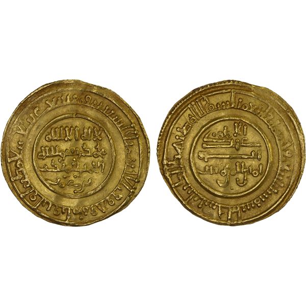 ALMORAVID: Abu Bakr, 1056-1087, AV dinar (4.20g), Sijilmasa, AH459, XF
