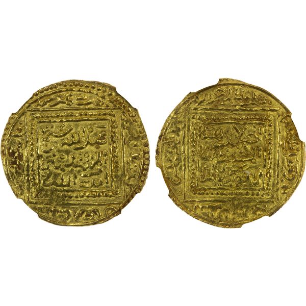 MERINID: Abu 'Amir 'Abd Allah, 1396-1398, AV dinar (4.60g), Madinat Fès, ND, NGC UNC details