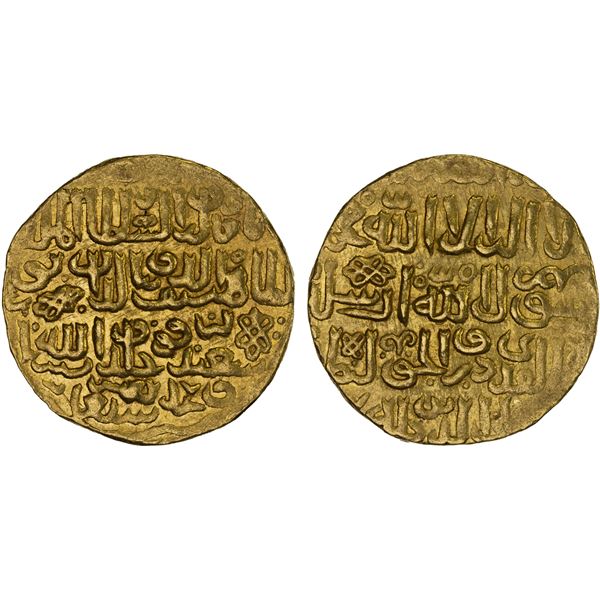 BURJI MAMLUK: Barquq, 1382-1389 & 1390-1399, AV dinar (11.42g), Halab, AH79x, XF-AU