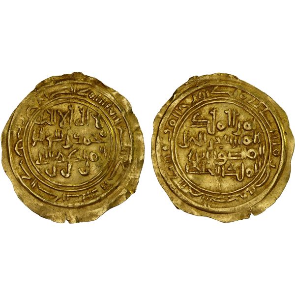 NAJJAHID: al-Mansur b. Jayyash, 1094-1109, AV dinar (2.13g), Zabid, ND, choice XF