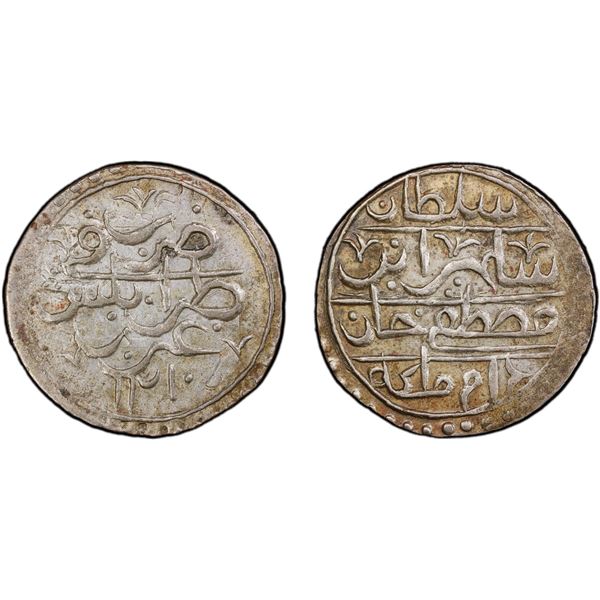TRIPOLI: Selim III, 1789-1807, AR 10 para (2.92g), Tarabulus Gharb, AH1210, PCGS AU55