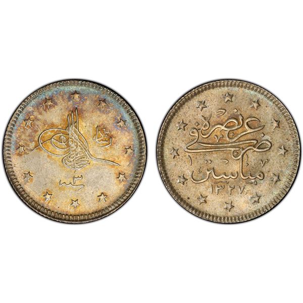 TURKEY: Mehmet V, 1909-1918, AR 2 kurush, Manastir, AH1327 year 3, PCGS MS65