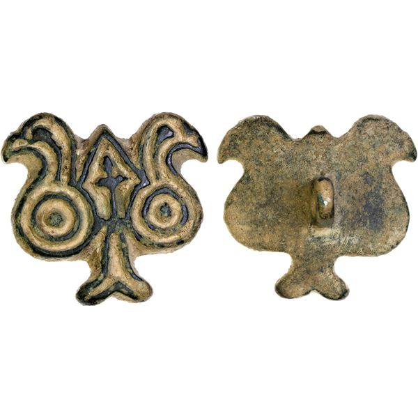 CENTRAL ASIA: Nestorian, ca. 9th-13th century, heavy AE seal (53.55g), VF-XF