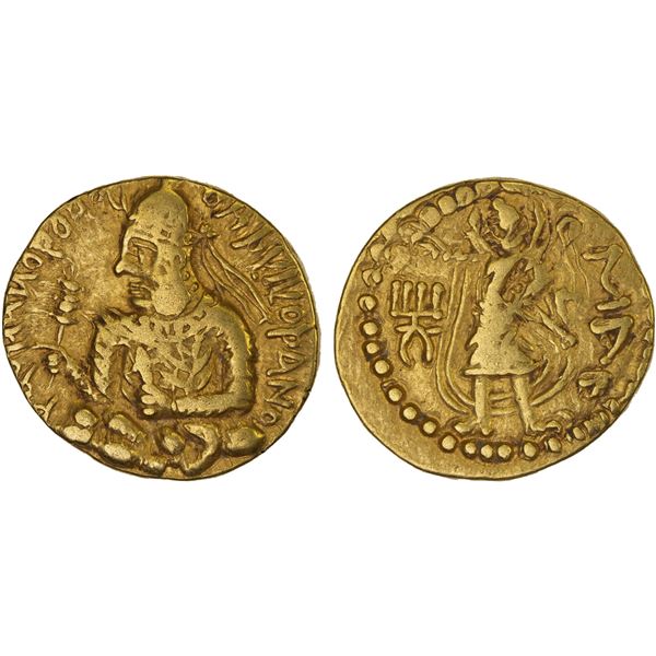 KUSHAN: Huvishka, ca. 151-190, AV dinar (stater) (7.81g), About VF