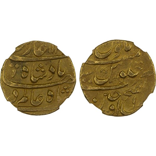 MUGHAL: Shah Alam Bahadur, 1707-1712, AV mohur, Ujjain, DM, NGC AU55
