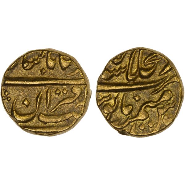 MUGHAL: Muhammad Shah, 1719-1748, AV 1/2 mohur (5.47g), Shahjahanabad (Delhi) (year 12), XF