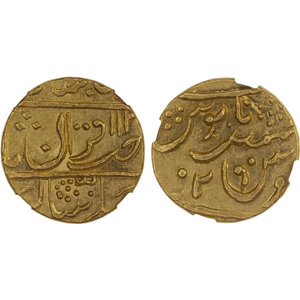 GWALIOR: Daulat Rao, 1794-1827, AV mohur, NM, AH113(0) year 2 (frozen), NGC MS64