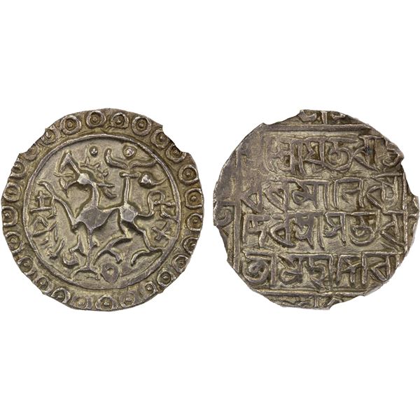 TRIPURA: Rajadhara Manikya, 1586-1599, AR tanka, SE1508, NGC AU55