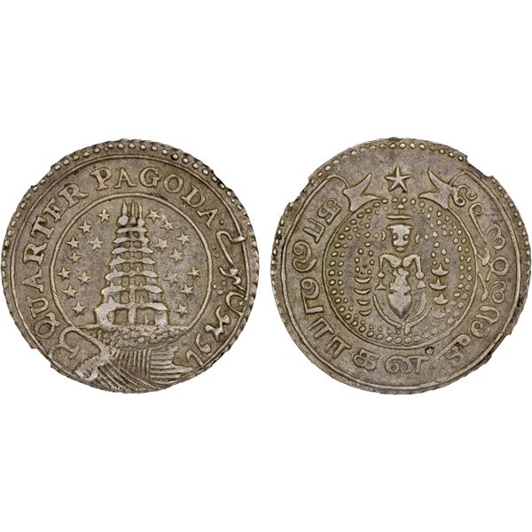 MADRAS PRESIDENCY: AR 1/4 pagoda, ND (1808-1812), KM-352, NGC AU50