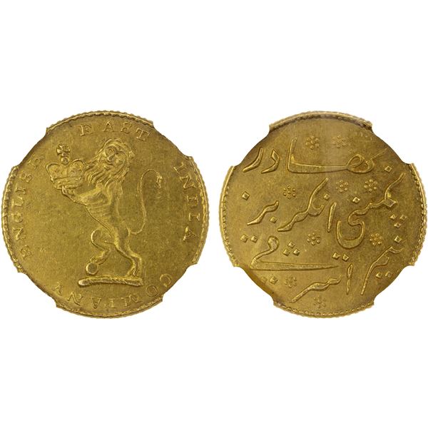MADRAS PRESIDENCY: AV 1/2 mohur (1/2 ashrafi), ND (1819), NGC MS61