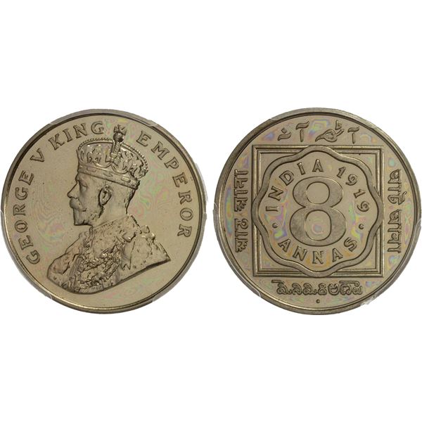 BRITISH INDIA: George V, 1910-1936, 8 annas, 1919(b), PCGS Proof 63