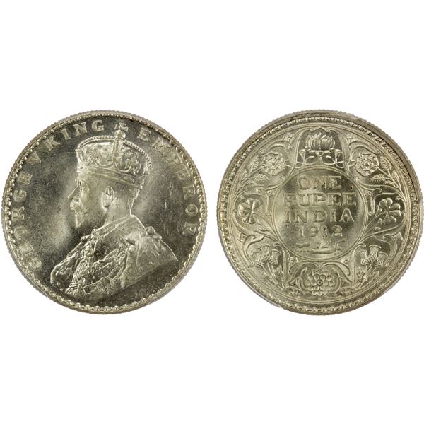 BRITISH INDIA: George V, 1910-1936, AR rupee, 1912(b), PCGS MS65