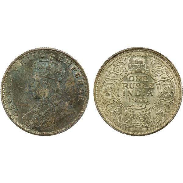 BRITISH INDIA: George V, 1910-1936, AR rupee, 1920(b), PCGS MS65