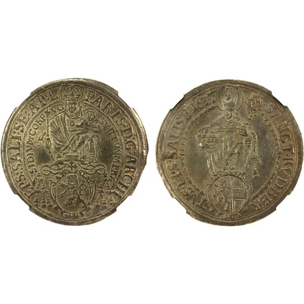 AUSTRIA: SALZBURG: Paris von Lodron, 1619-1653, AR thaler, 1637, NGC AU55