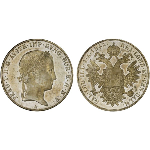 AUSTRIA: Ferdinand I, 1835-1848, AR thaler, 1845-A, Unc