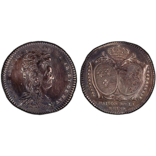 FRANCE: Marie Antoinette, 1774-1792, AR jeton (7.84g), ND (1774-1793), PCGS AU details