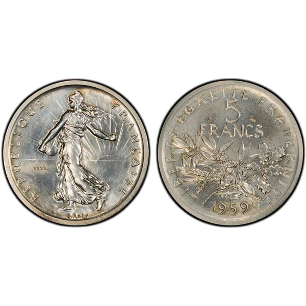FRANCE: Republic, AR 5 francs, 1959, PCGS Specimen 66