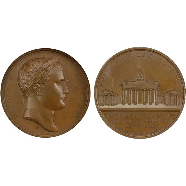 FRANCE: Napoleon I, Emperor, 1804-1814, AE medal, 1806, NGC MS65 BN
