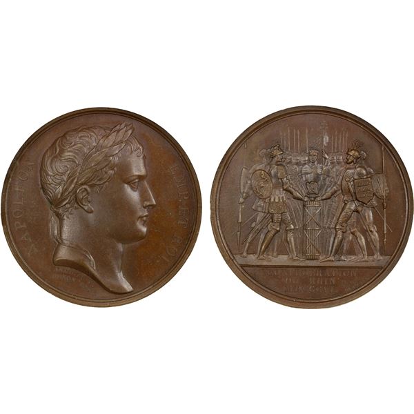 FRANCE: Napoleon I, Emperor, 1804-1814, AE medal, 1806, NGC MS64 BN