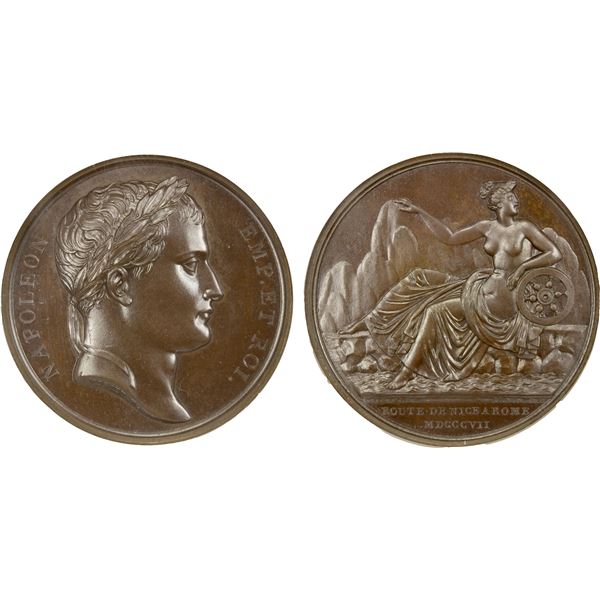 FRANCE: Napoleon I, Emperor, 1804-1814, AE medal, 1807, NGC MS66 BN