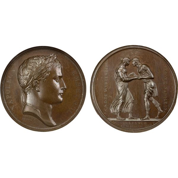 FRANCE: Napoleon I, Emperor, 1804-1814, AE medal, 1807, NGC MS65 BN