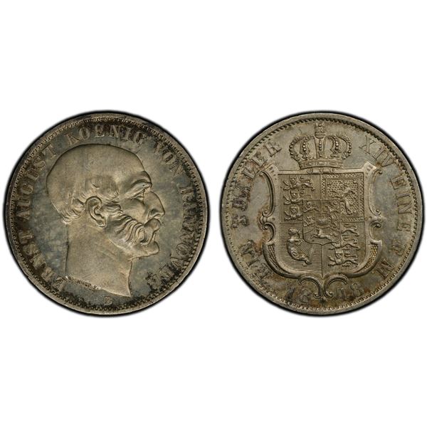 HANNOVER: Ernst August I, 1837-1851, AR thaler, 1848-B, PCGS MS63