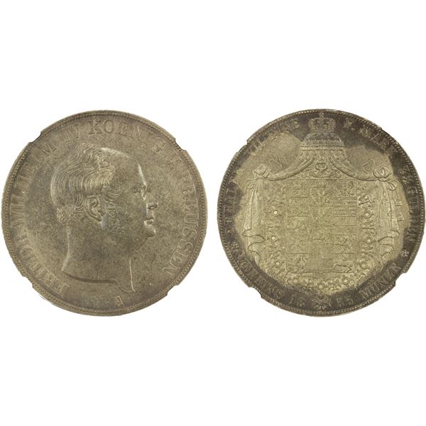 PRUSSIA: Friedrich Wilhelm IV, 1840-1861, AR 2 thaler / 3½ gulden, 1855, NGC MS62