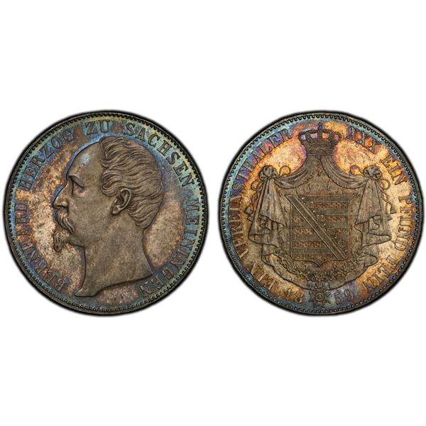 SAXE-MEININGEN: Bernard II, 1803-1866, AR vereinsthaler, 1859, PCGS MS64