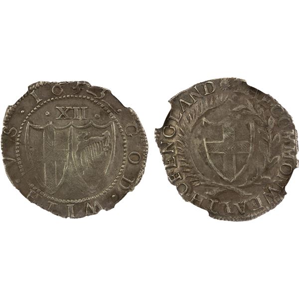 ENGLAND: Commonwealth, AR shilling, 1653, NGC AU details