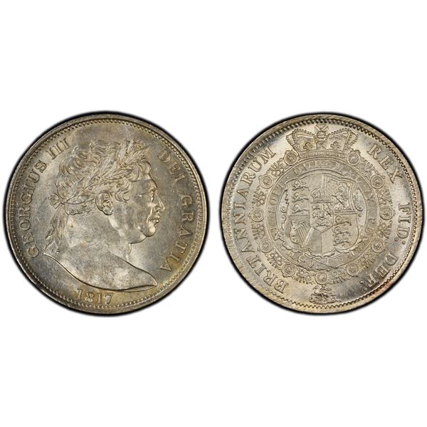 GREAT BRITAIN: George III, 1760-1820, AR halfcrown, 1817, PCGS MS63