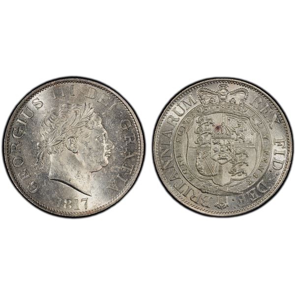 GREAT BRITAIN: George III, 1760-1820, AR halfcrown, 1817, PCGS MS63