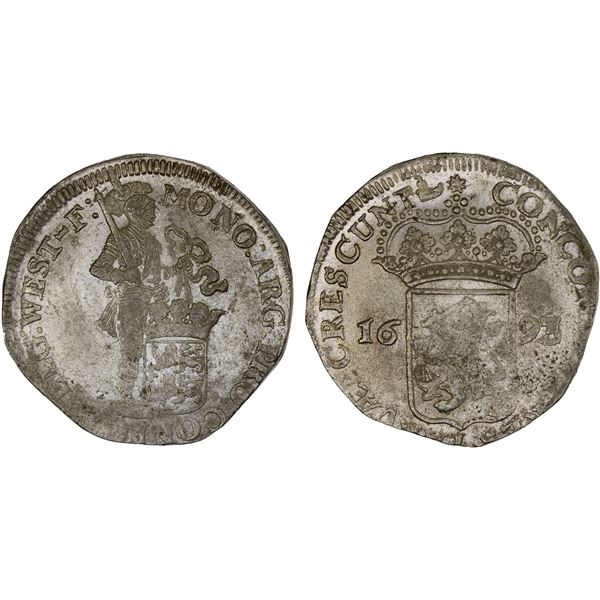 WEST FRIESLAND: United Netherlands, AR silver ducat (27.96g), 1693/2, XF