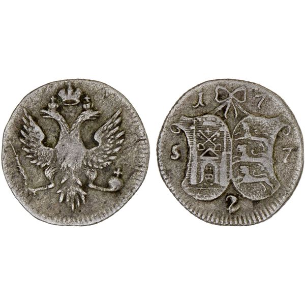 RUSSIA: Livonia & Estonia: Elizabeth, 1741-1761, AR 3 kopecks, 1757, F-VF