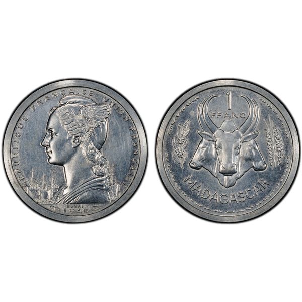 MADAGASCAR: French Colony, 1 franc, 1948, PCGS Specimen 63