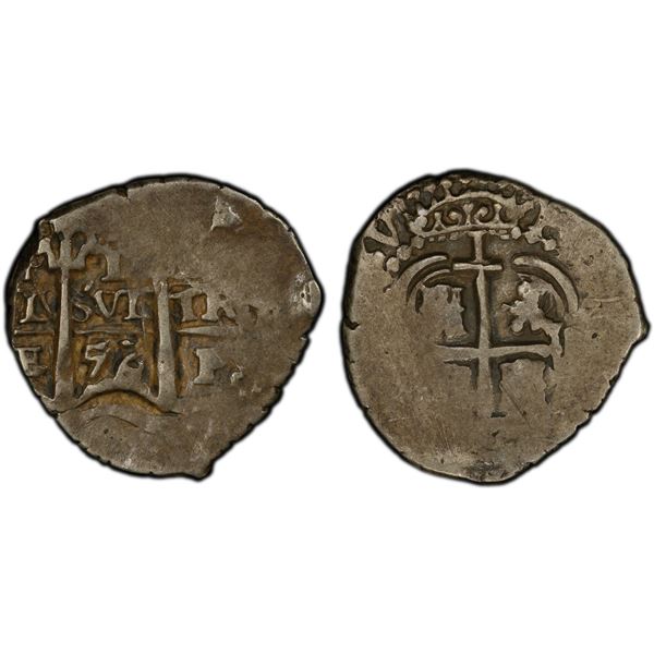 BOLIVIA: Felipe IV, 1621-1665, AR real cob, Potosi, 1656-P, PCGS VF30