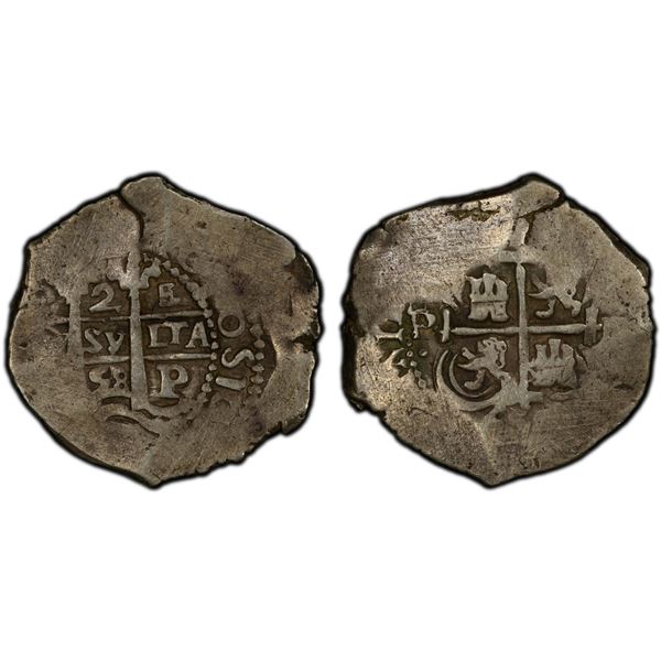 BOLIVIA: Felipe IV, 1621-1665, AR 2 reales, Potosi, 1658-P, PCGS VF35